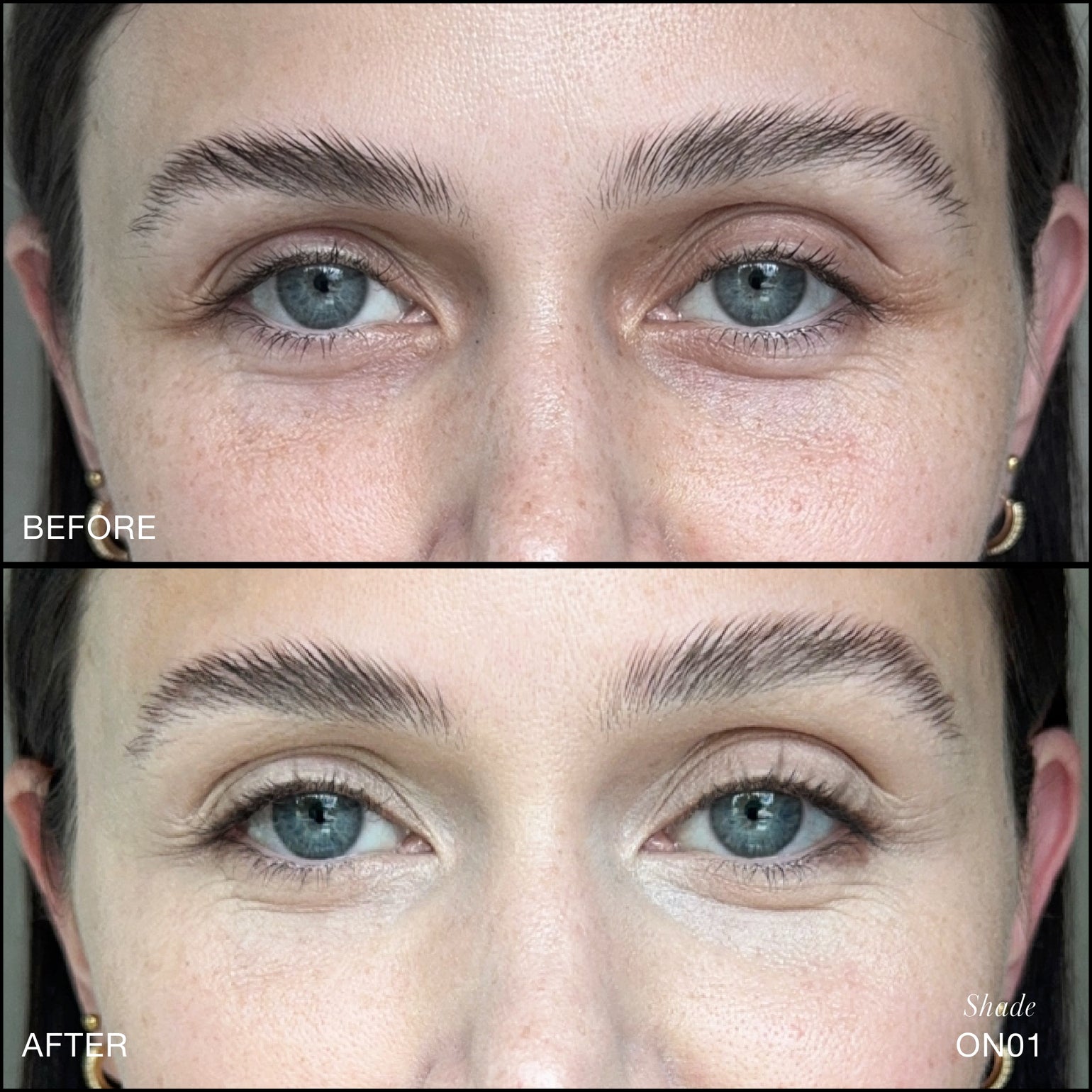 Comparaison Avant/Après d'application du Revitalize Hydra Concealer RMS Beauty, Nuance N01. Réduction des cernes et des rougeurs pour un regard visiblement plus lisse et lumineux.