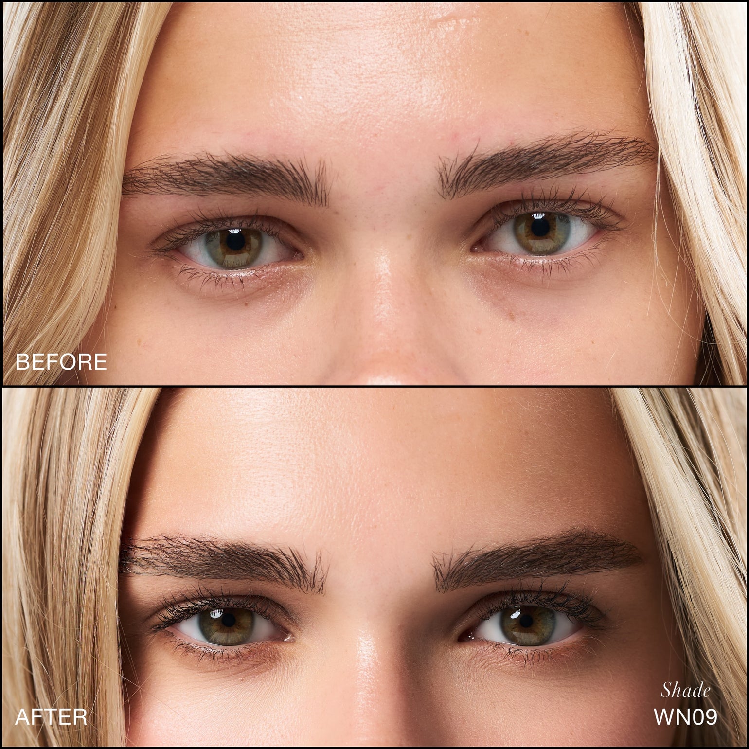 Comparaison Avant/Après d'application du Revitalize Hydra Concealer RMS Beauty, Nuance WN09. Réduction des cernes et des rougeurs pour un regard visiblement plus lisse et lumineux.