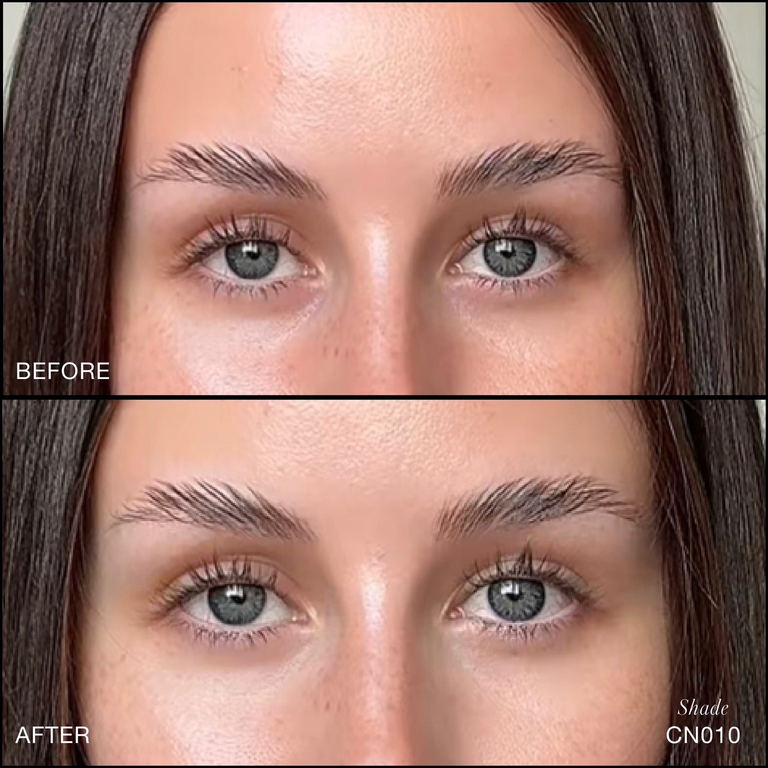 Comparaison Avant/Après d'application du Revitalize Hydra Concealer RMS Beauty, Nuance CN010. Réduction des cernes et des rougeurs pour un regard visiblement plus lisse et lumineux.