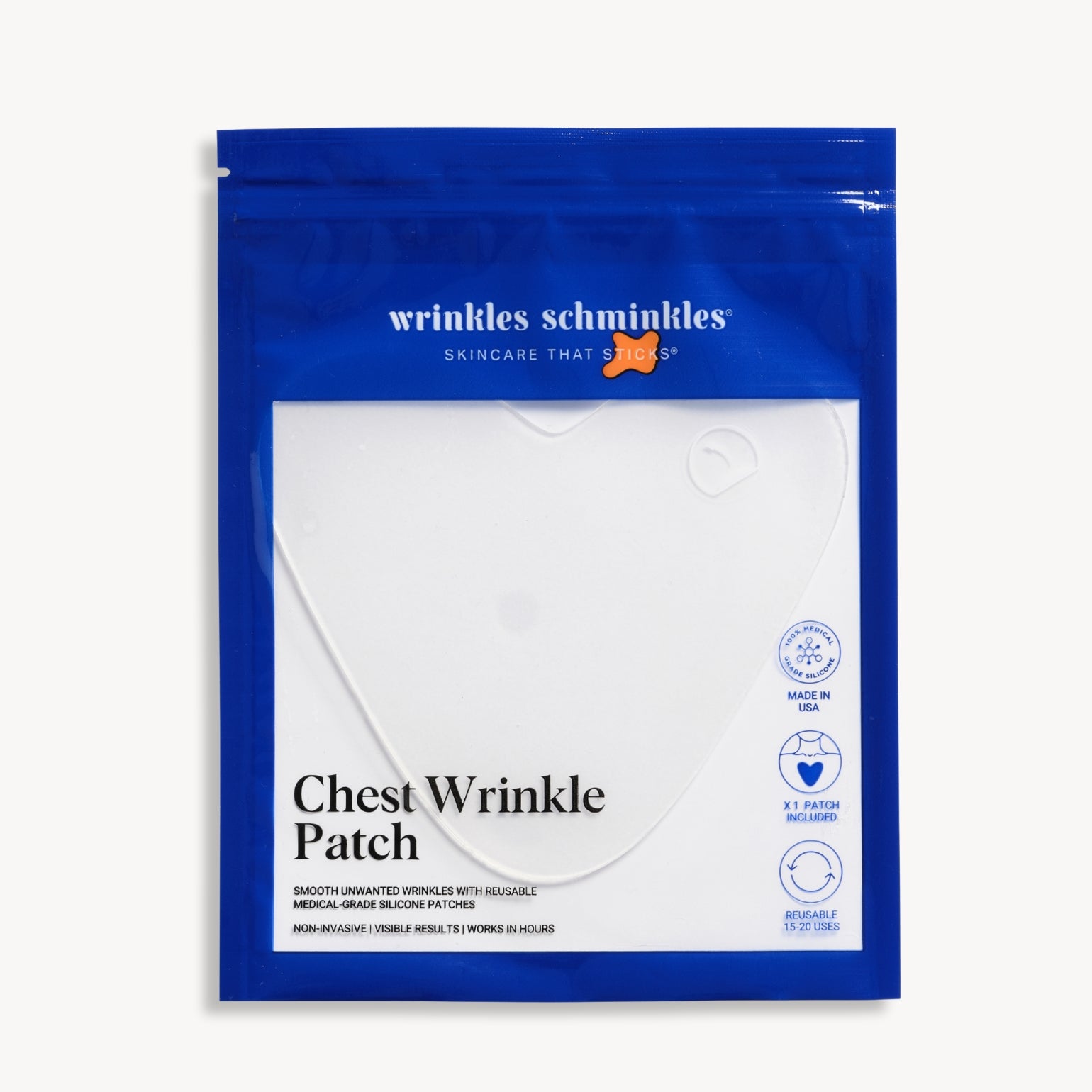 Patch Anti-Rides Décolleté de Wrinkles Schminkles. Patchs noctures réutilisables en silicone. 