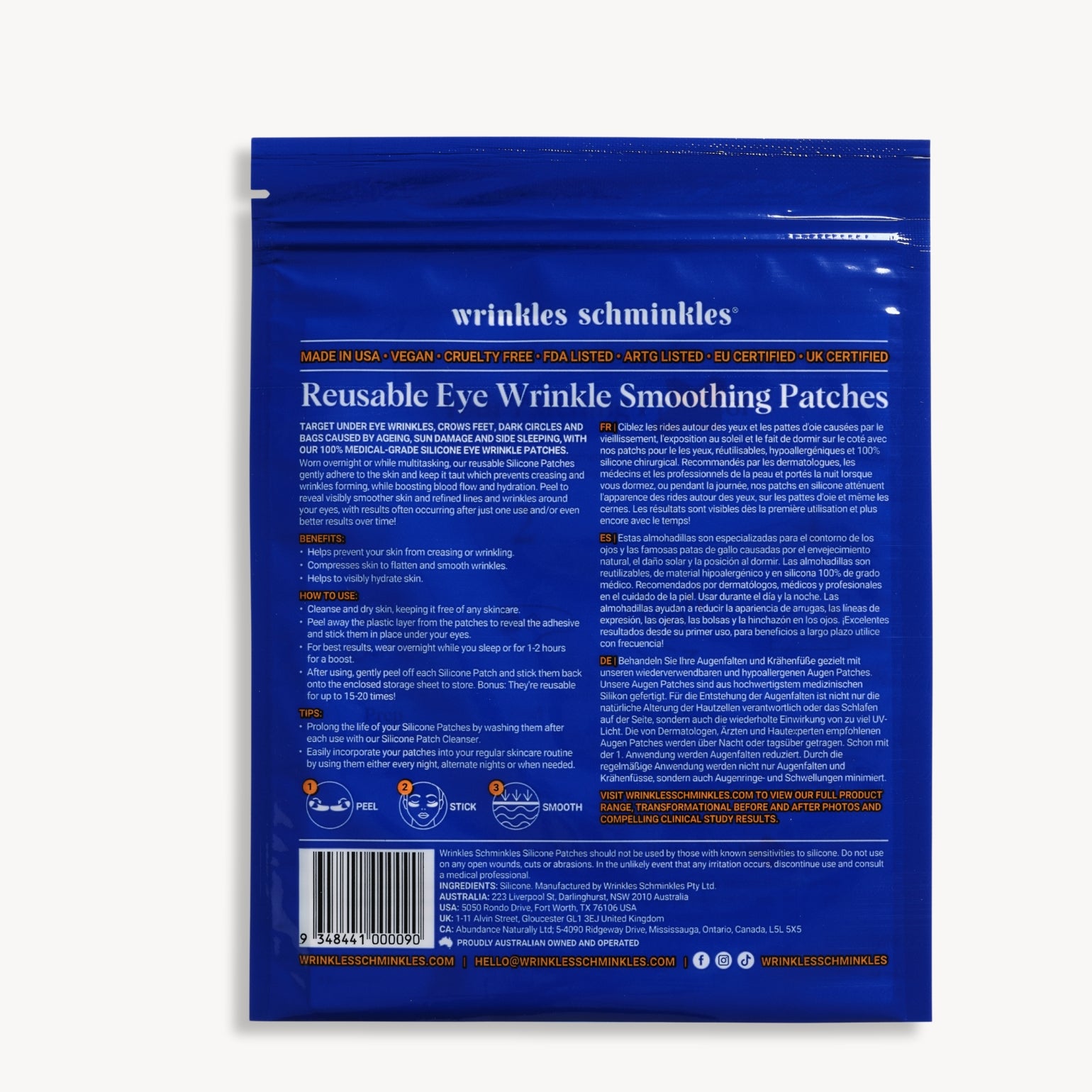 Instructions et bénéfices des Patchs Anti-Rides Des Yeux de Wrinkles Schminkles.