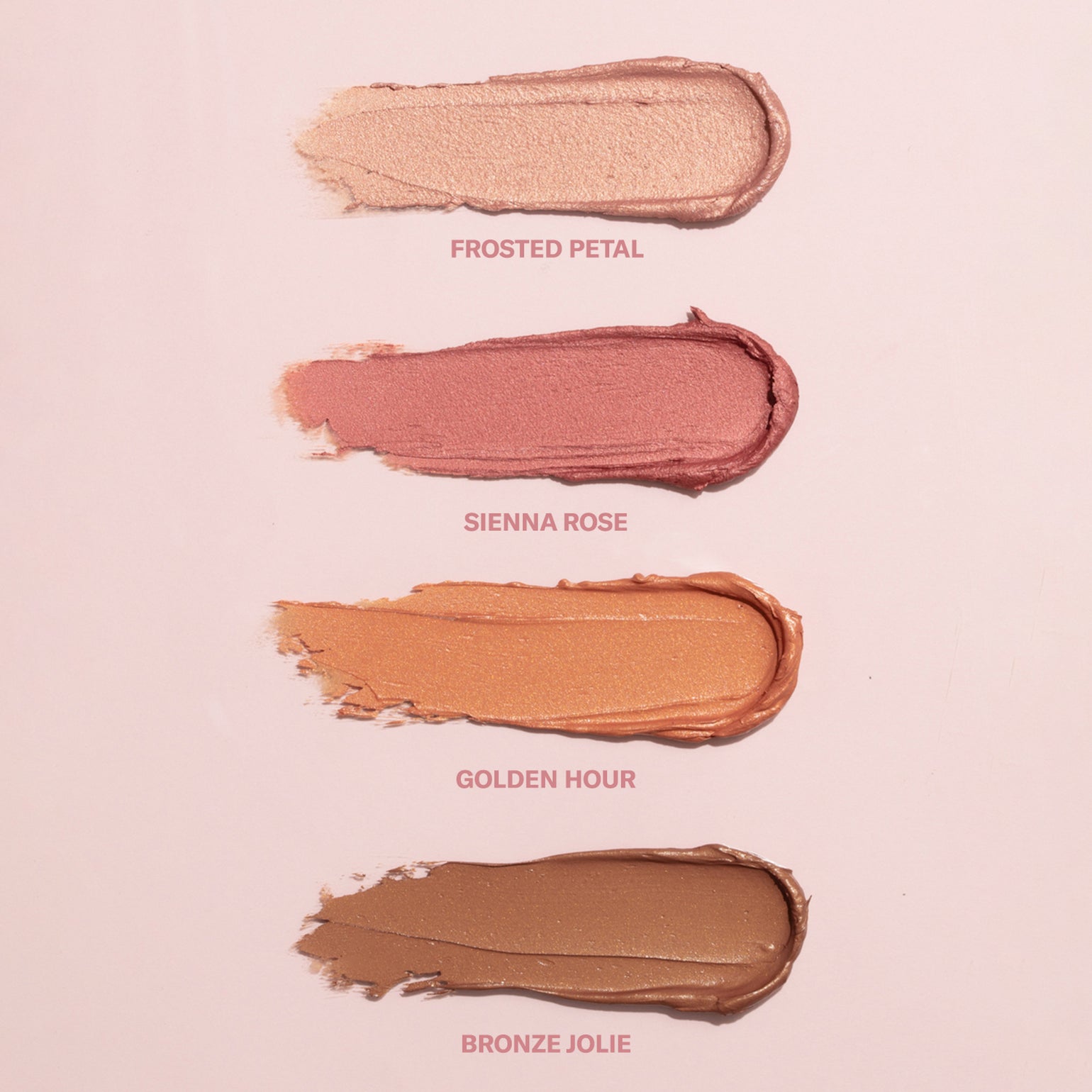 Swatch des 4 couleurs du Baume teinté SPF50 Odacité