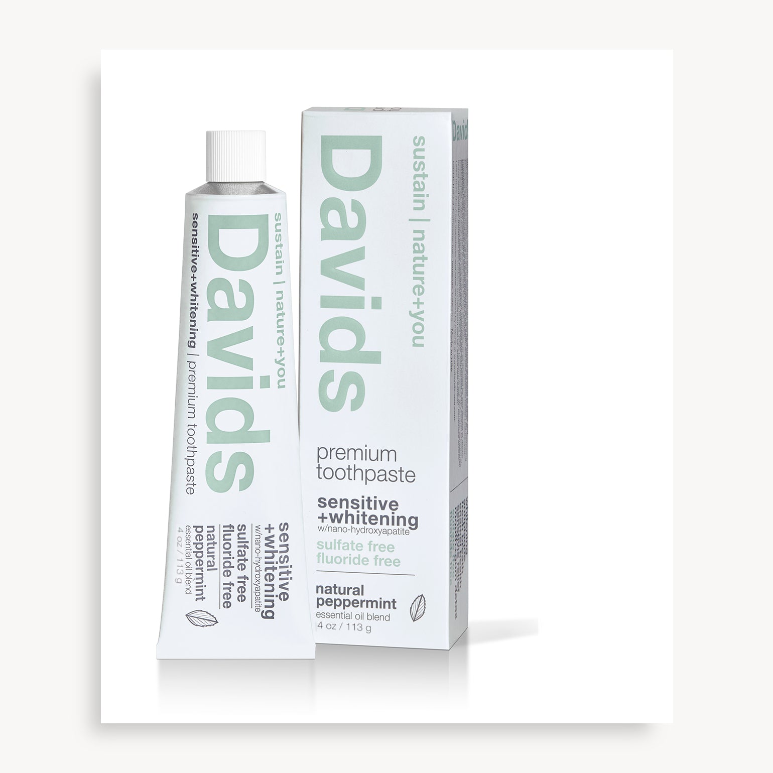 Dentifrice Naturel Premium Blanchissant pour Dents Sensibles - Menthe Poivrée - Davids
