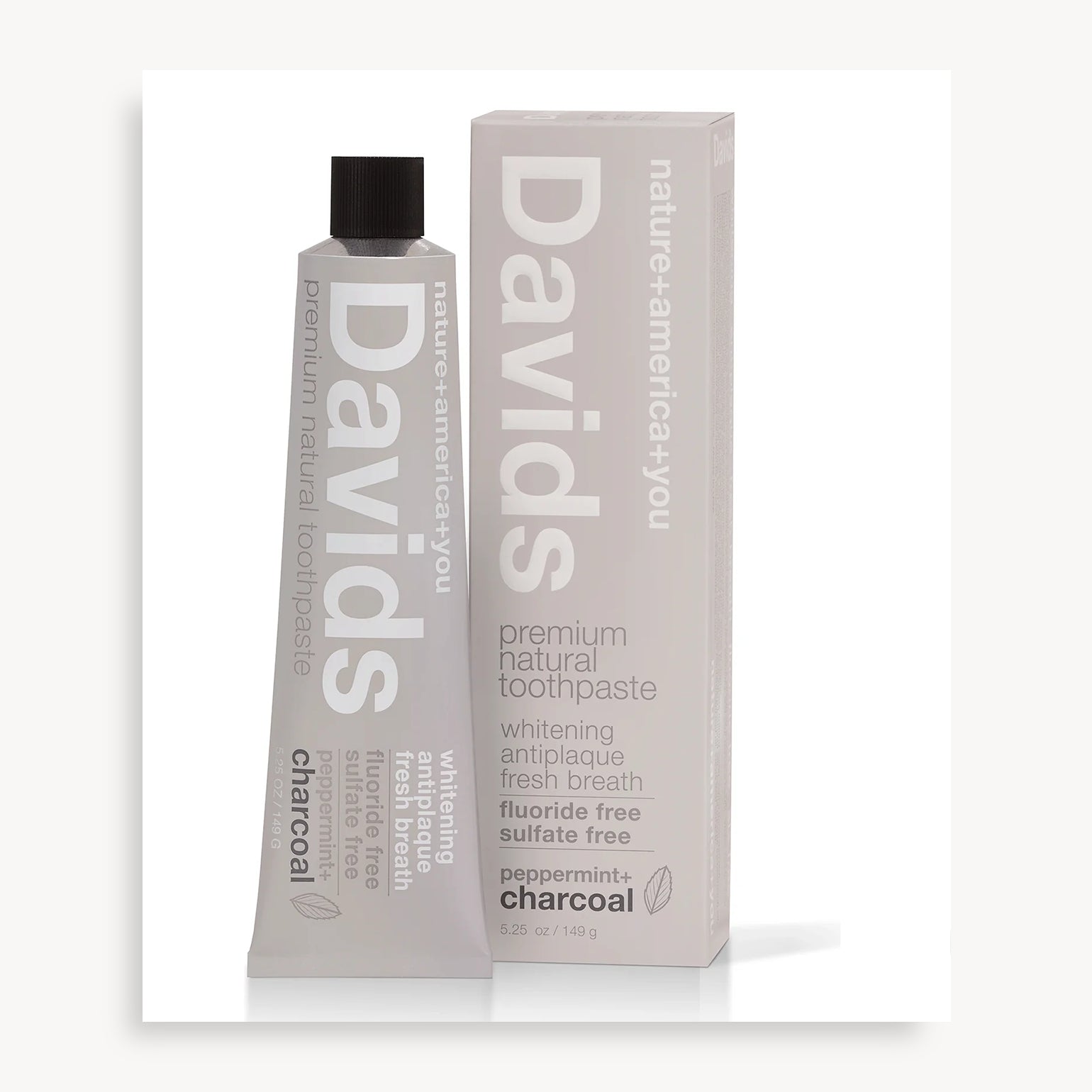 Dentifrice Naturel Premium - Menthe Poivrée + Charbon - Davids - 149g
