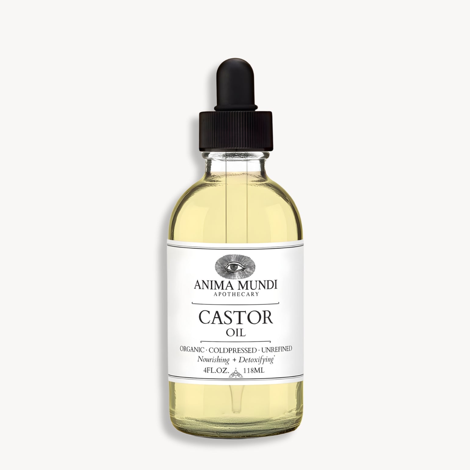 Huile de Ricin de Anima Mundi, pressée à froid, non raffinée. Nourrissante & détoxifiante pour cheveux, cils et peau. Flacon compte-gouttes