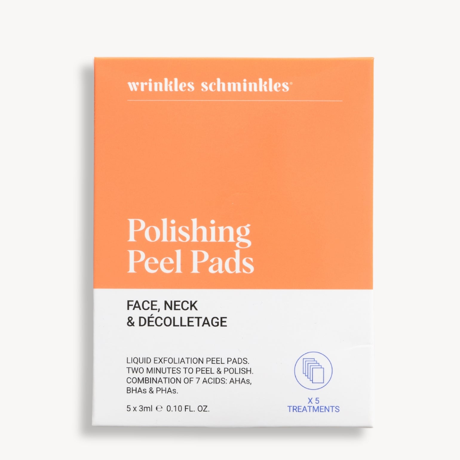 Boîte de 5 Lingettes Exfoliantes de Wrinkles Schminkles. Pré-imbibées d'acides AHA/BHA/PHA.